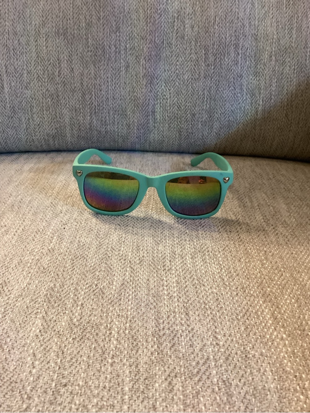 Toddler Turquoise Frame Sunglasses with Rainbow Mirror Lenses